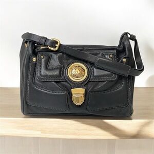 Vintage Juicy Couture Rare Y2K Small Leather Medallion Handbag Purse Black